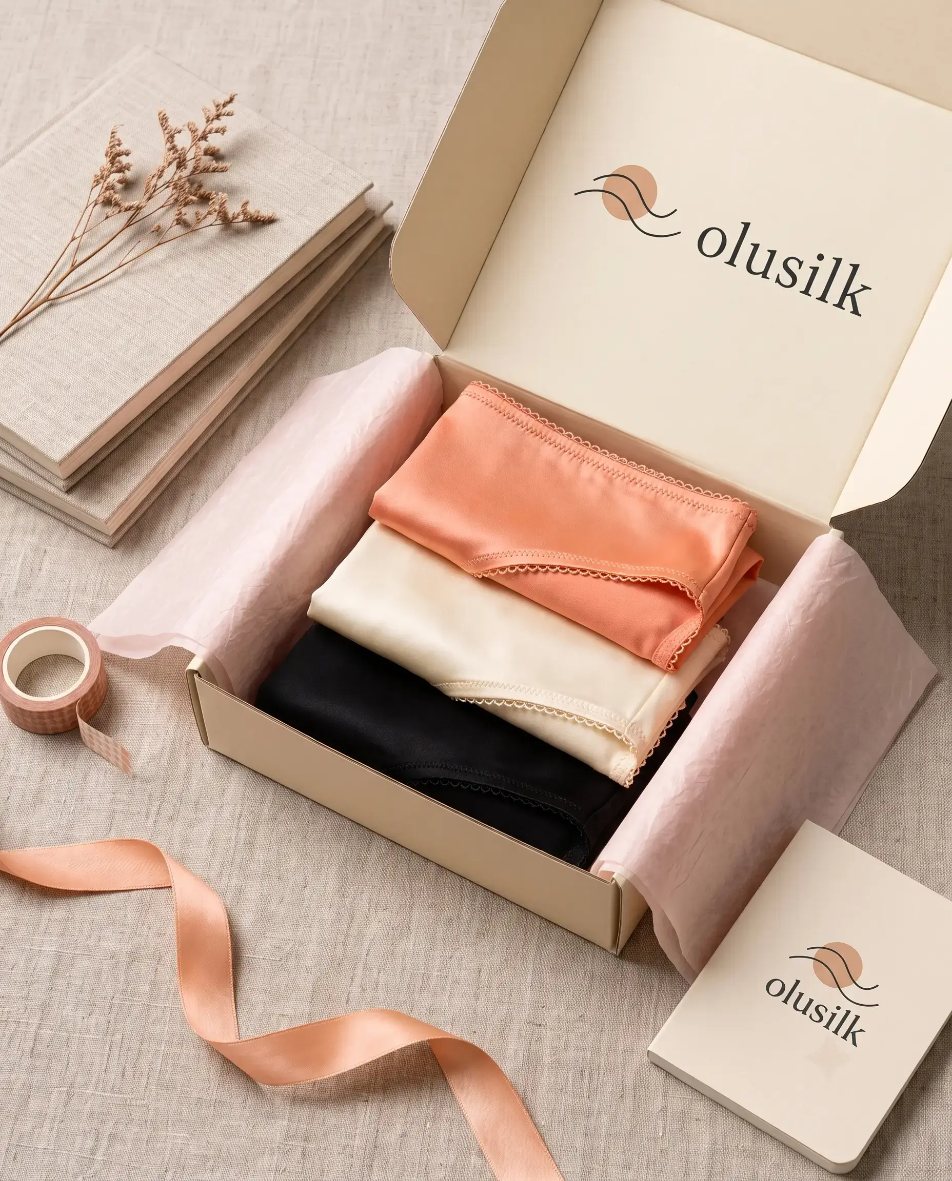 OluSilk silk underwear in its gift box